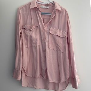 Light pink button up with front pockets